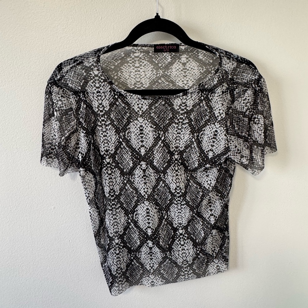 Sheer Tee w/ snakeskin pattern